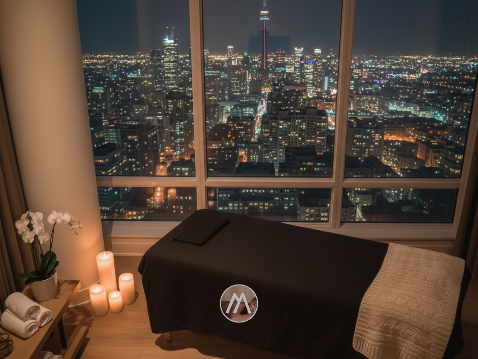 Licensed massage therapist delivering mobile table massage in Toronto, ON