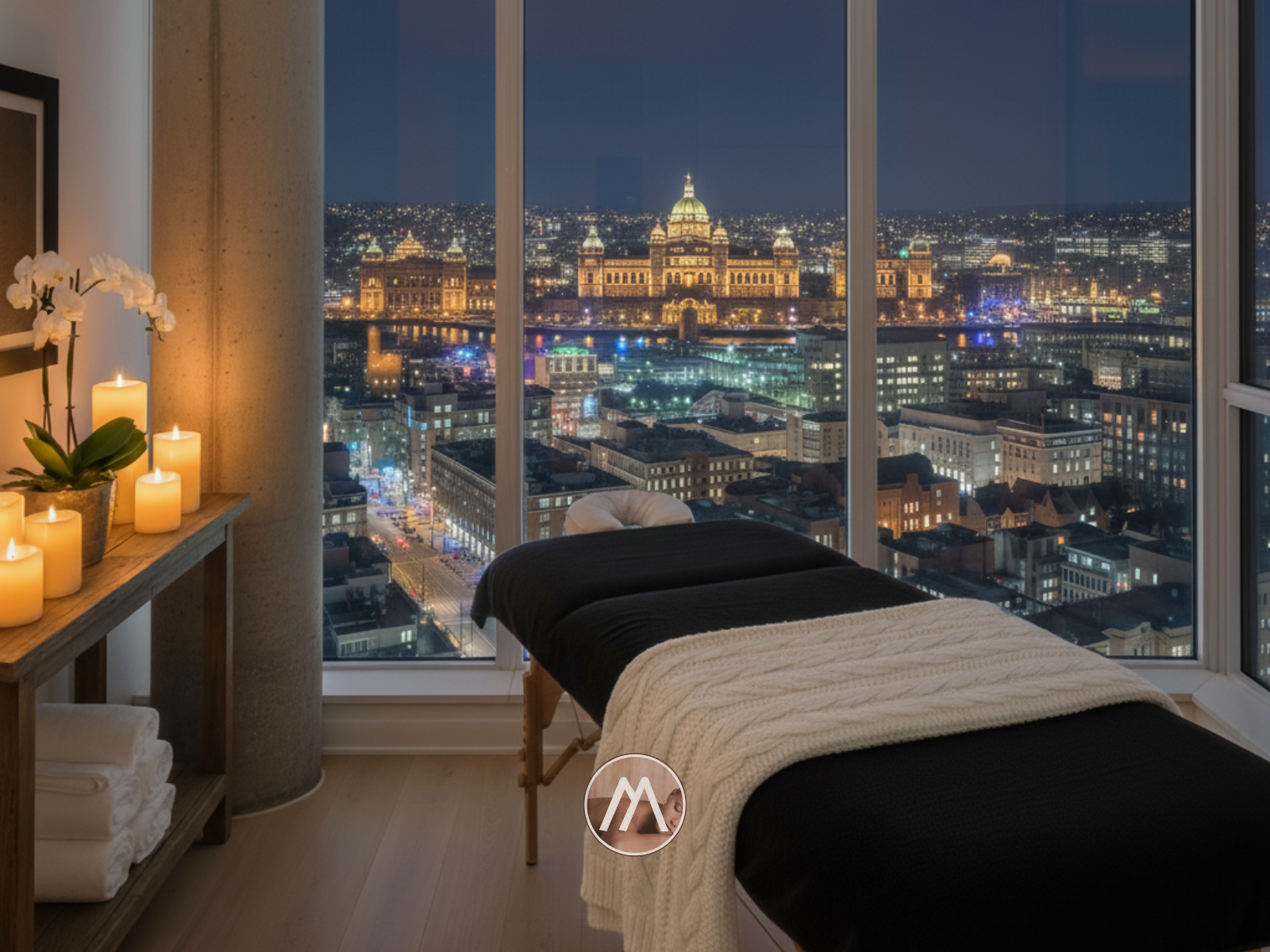 Licensed massage therapist delivering mobile table massage in Victoria, BC