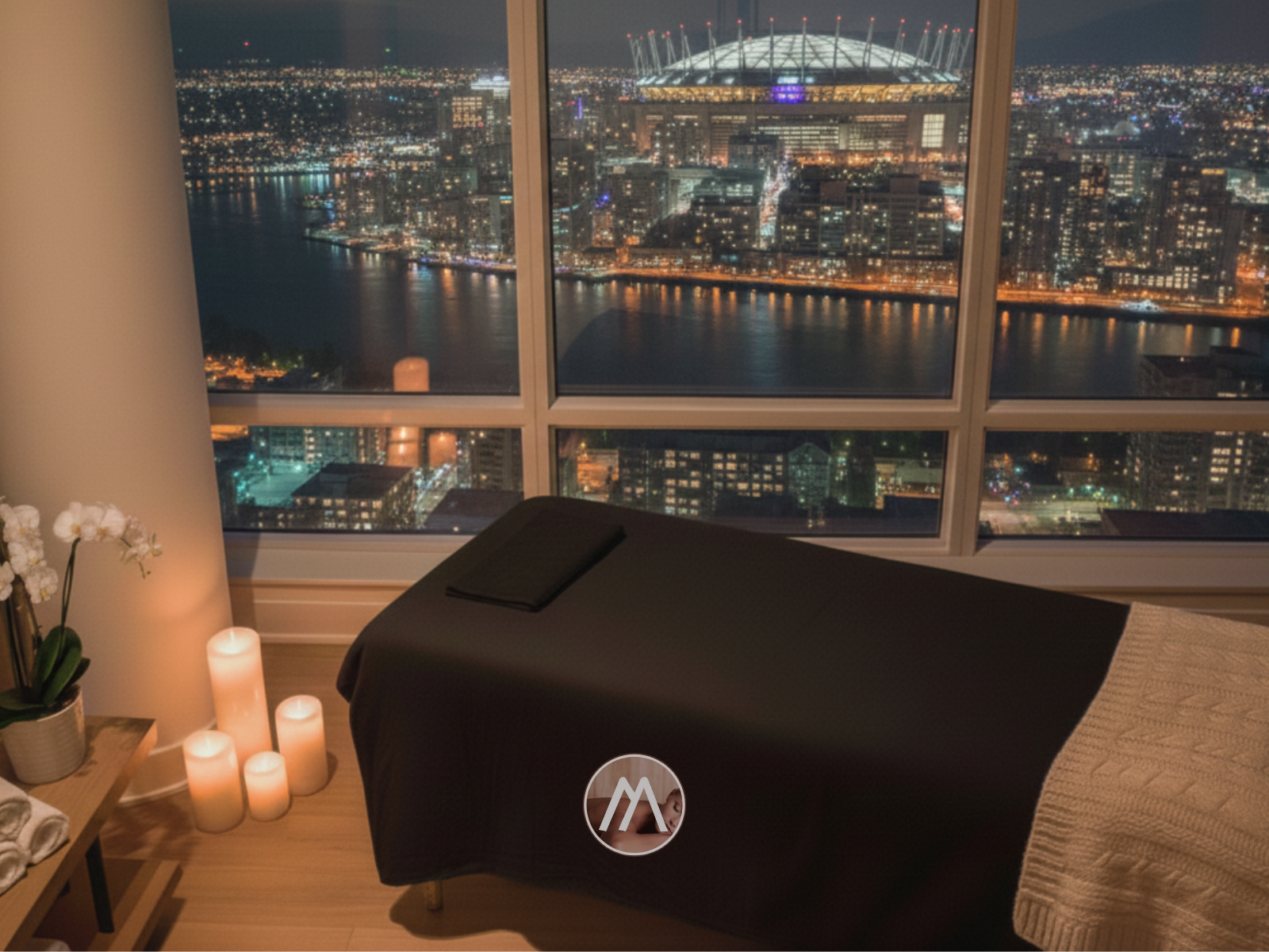 Licensed massage therapist delivering mobile table massage in Vancouver, BC
