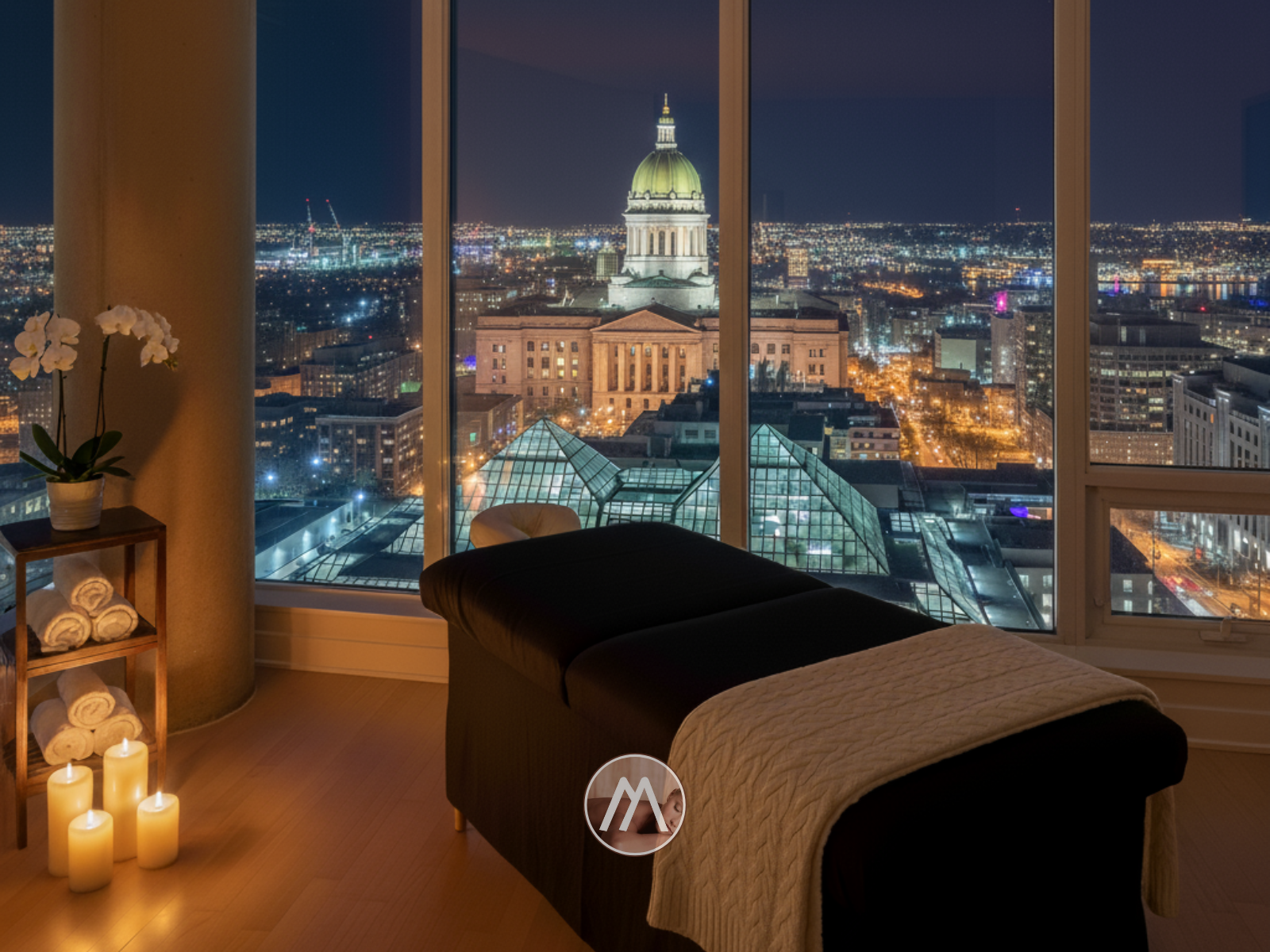 Licensed massage therapist delivering mobile table massage in Winnipeg, MB